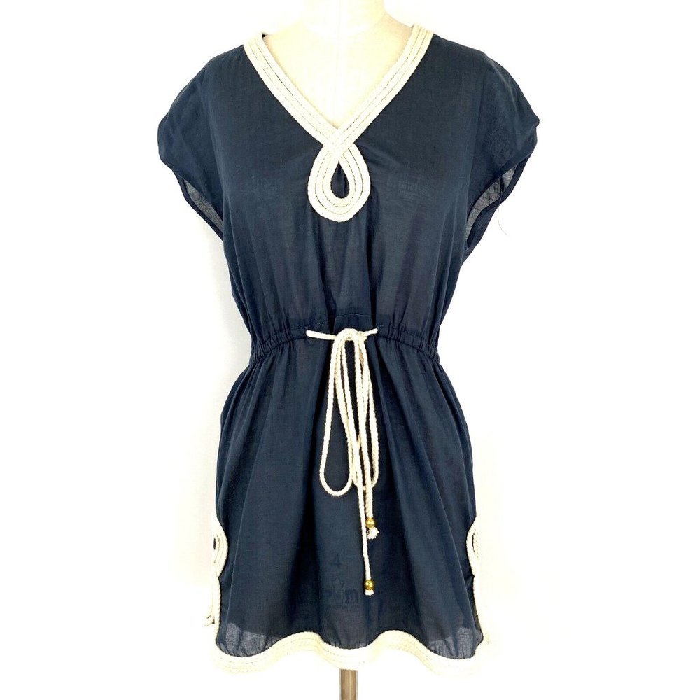 AQUA Swim Gray White‎ Swim Cover Up Cotton Lightweight Tunic  Small